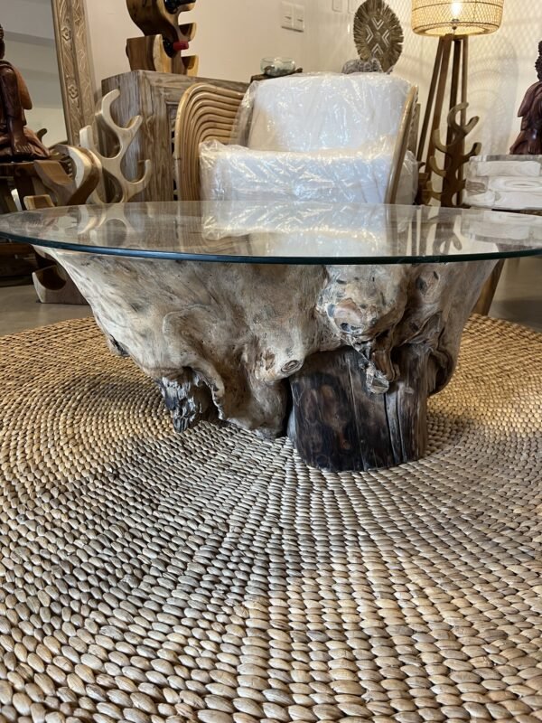 Mesa de vidrio con base de raíz - Imagen 3