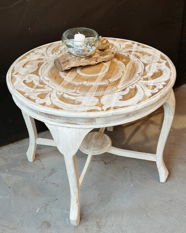Mesa blanca tallada JOYO