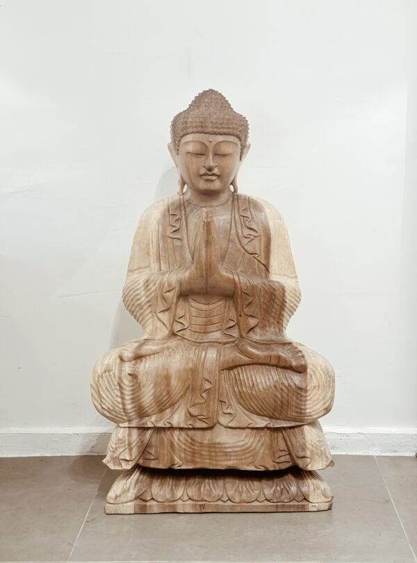Buda tallado Anjali Mudra 1metro de altura - Imagen 2